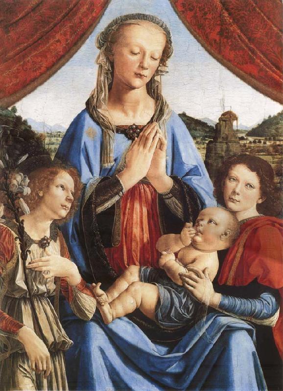 LEONARDO da Vinci Leonardo there Vinci and Andrea del Verrocchio, madonna with the child and angels Germany oil painting art